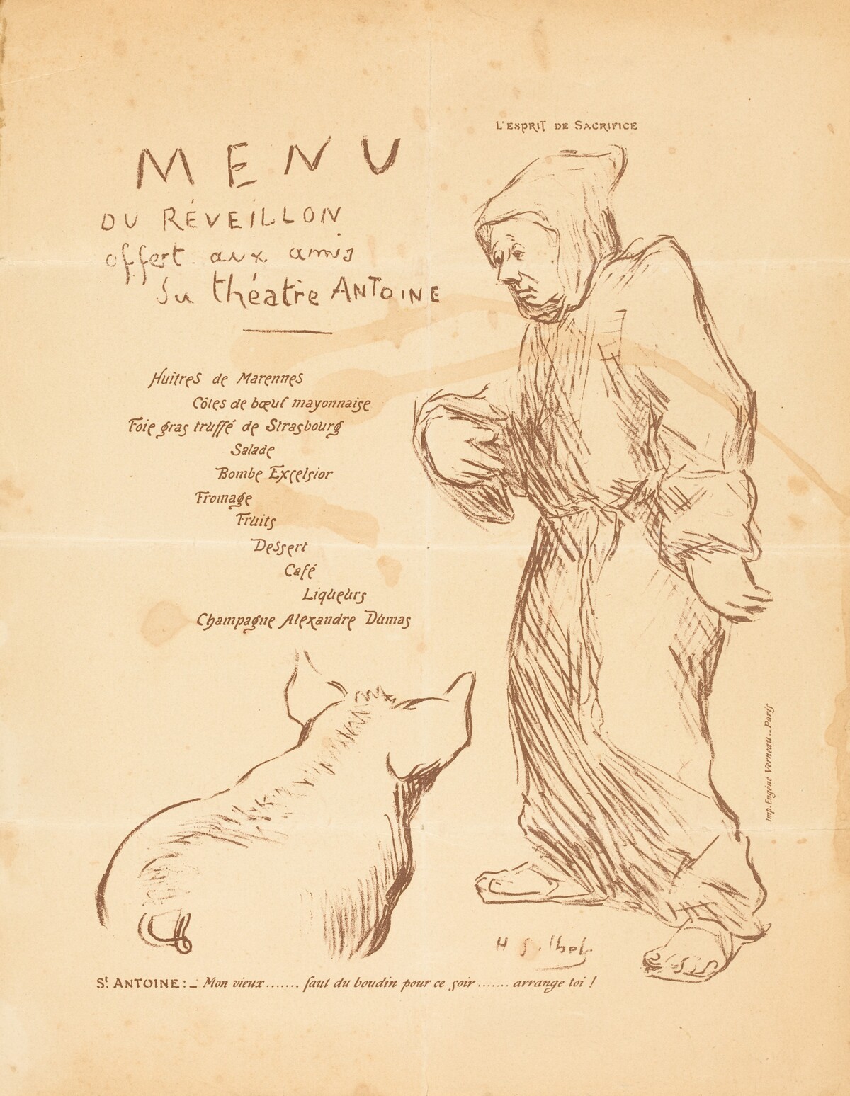 Menu du réveillon offert aux amis du Théâtre Antoine by Henri-Gabriel Ibels