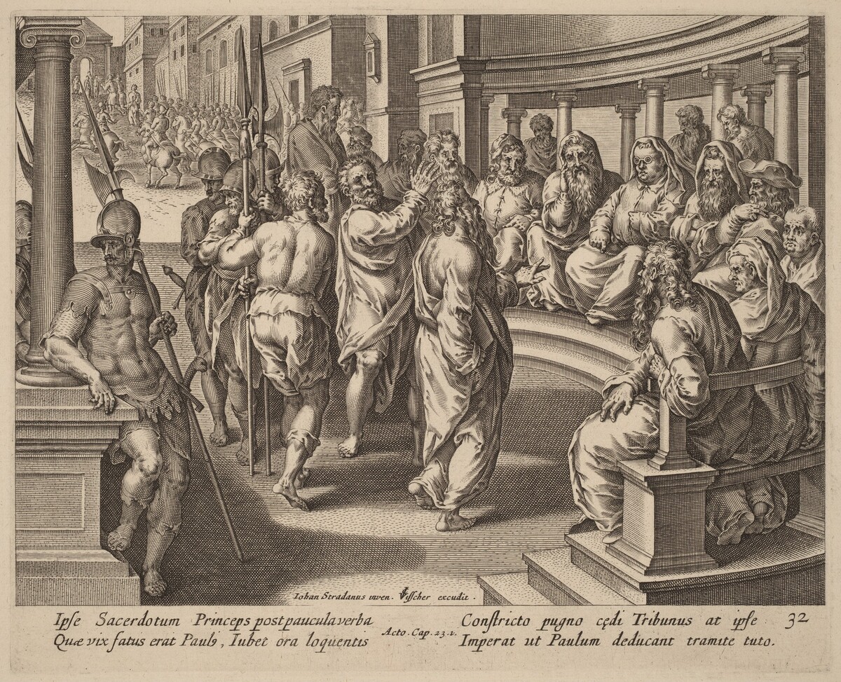 Saint Paul before the High Priest by Philip Galle after Jan van der Straet