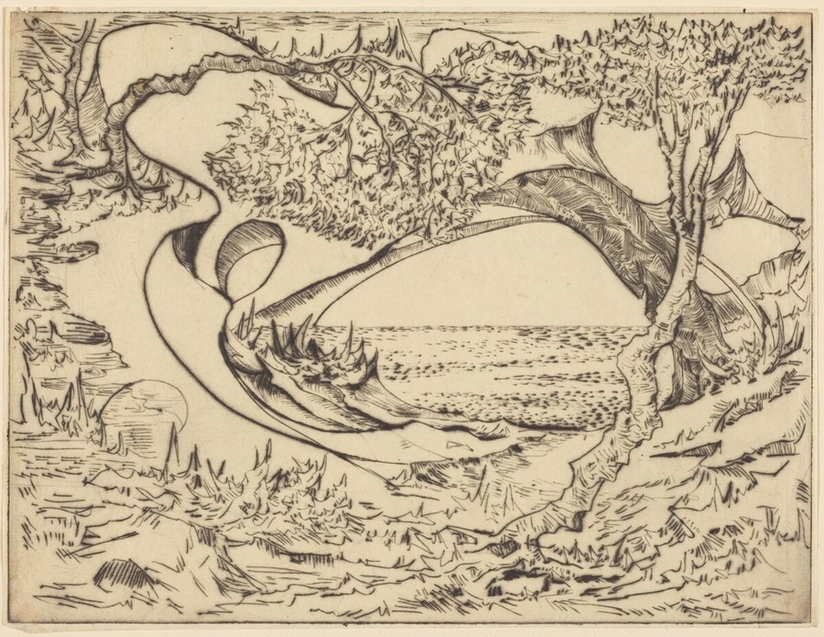 Landscape Fantasy with Sea and Rocks by Tomás Harris