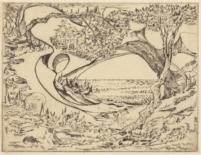 Landscape Fantasy with Sea and Rocks