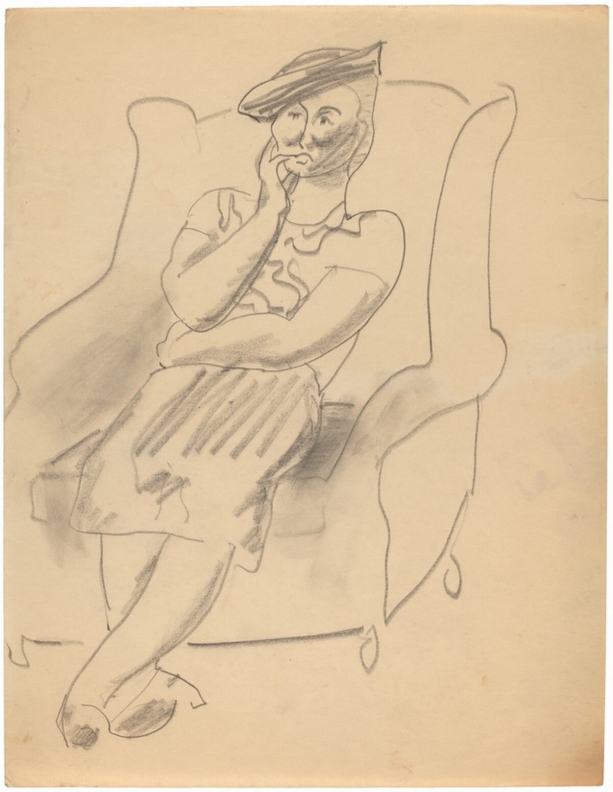 Seated Woman Wearing a Hat, Left Hand to Chin by Mark Rothko