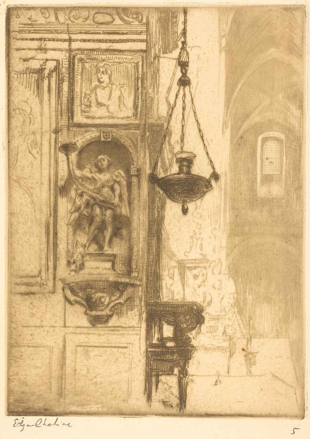 Church Interior by Edgar Chahine