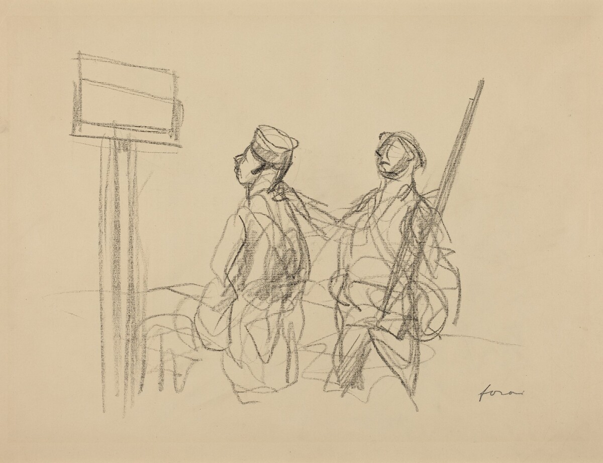 Two Soldiers Looking at a Placard by Jean-Louis Forain