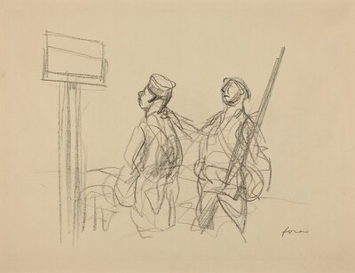 Two Soldiers Looking at a Placard