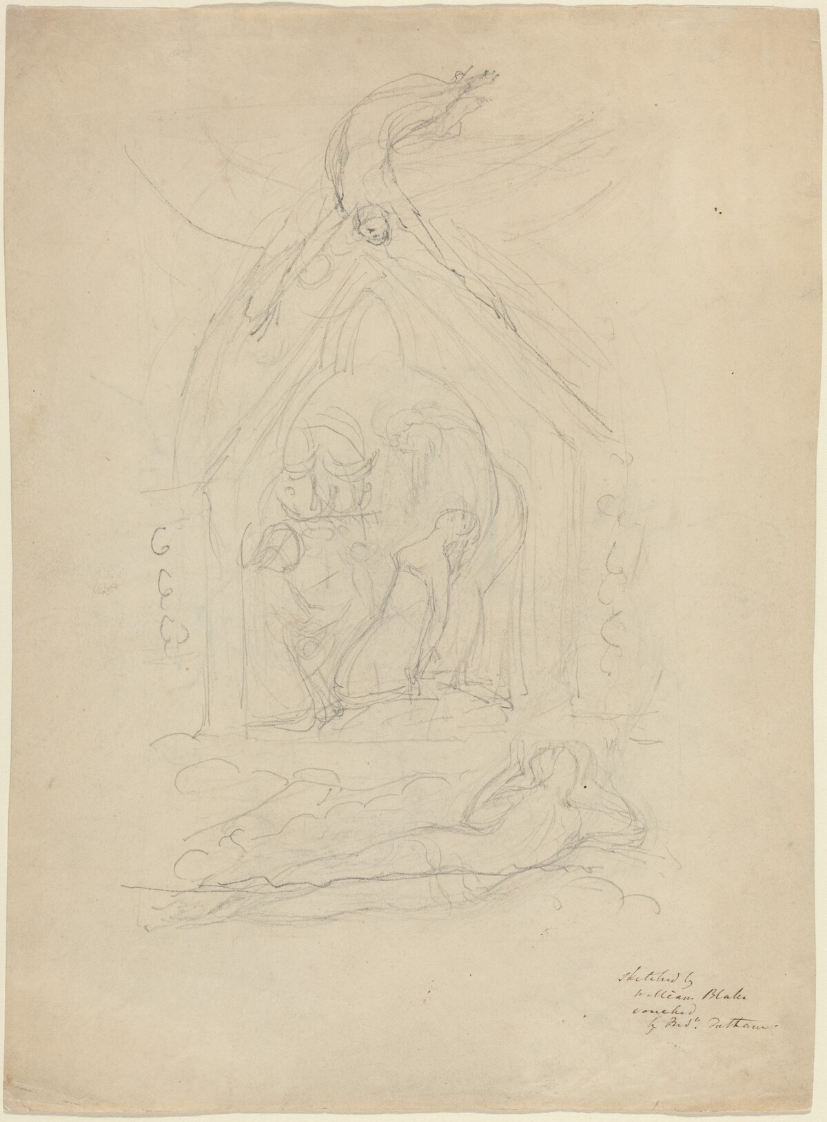 The Descent of Peace [recto] by William Blake