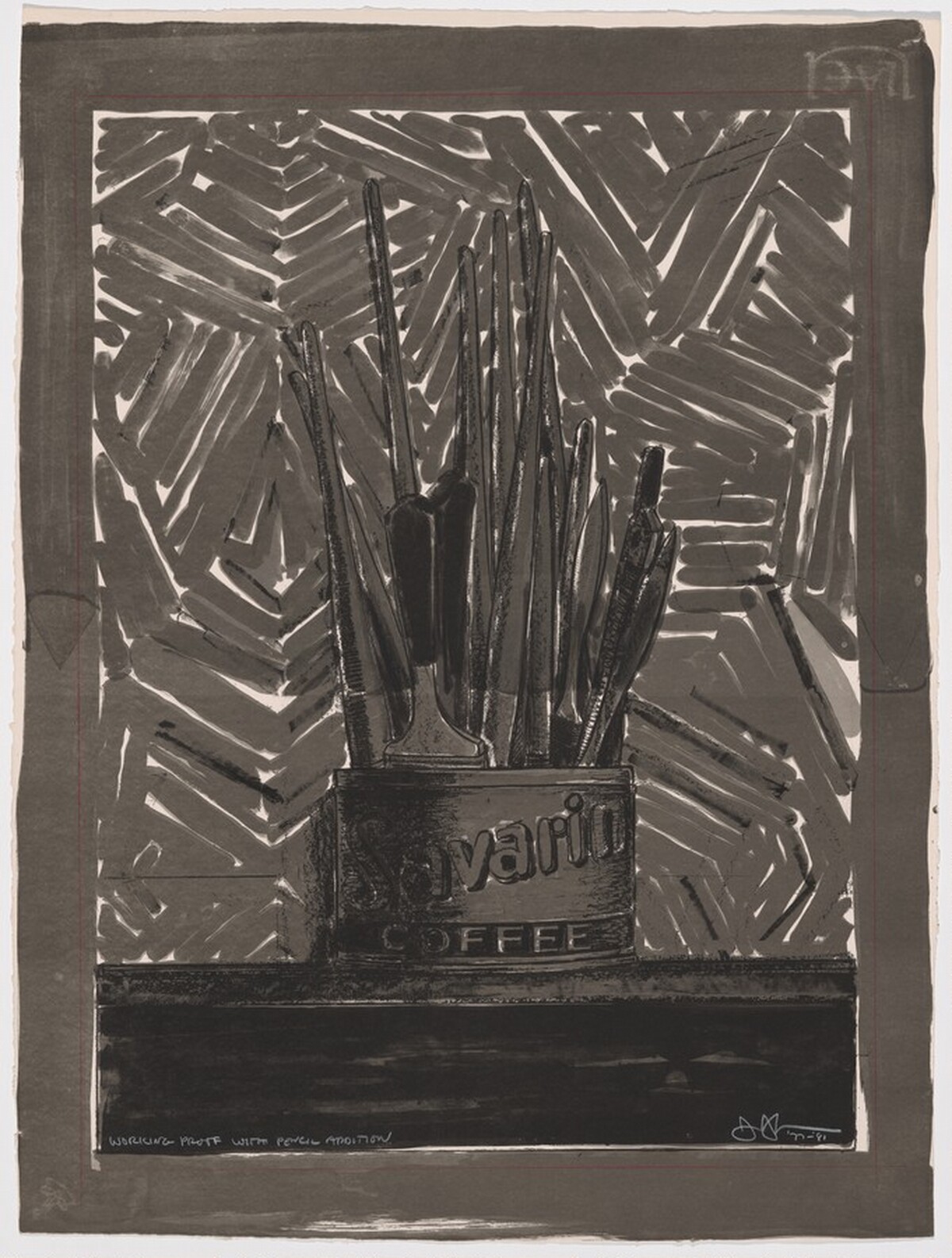 Savarin and Savarin E.M. [working proof] by Jasper Johns