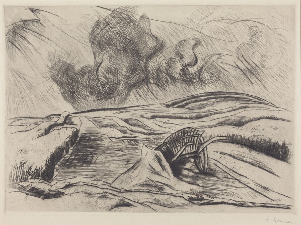 Landscape with a Wheelbarrow by Heinrich Nauen