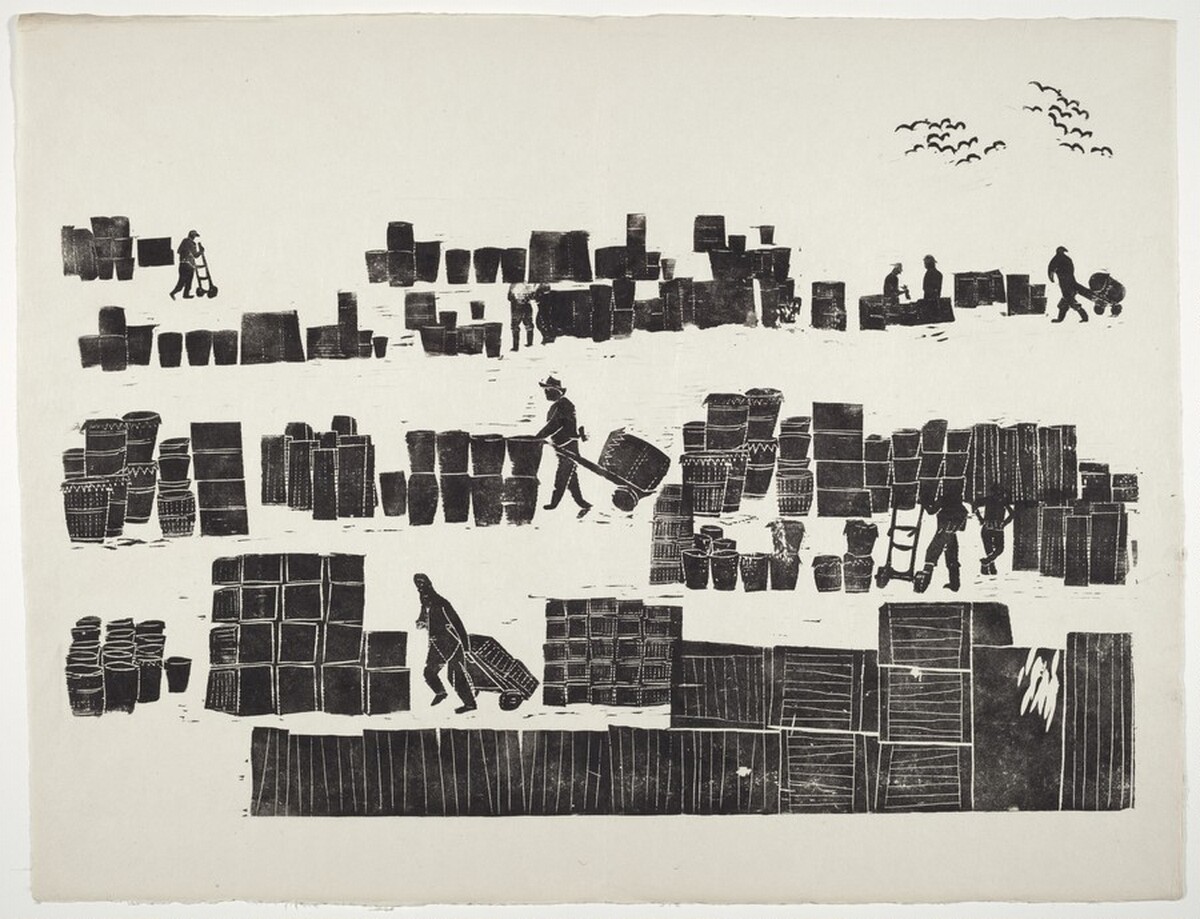 The Fulton Fish Market by Antonio Frasconi
