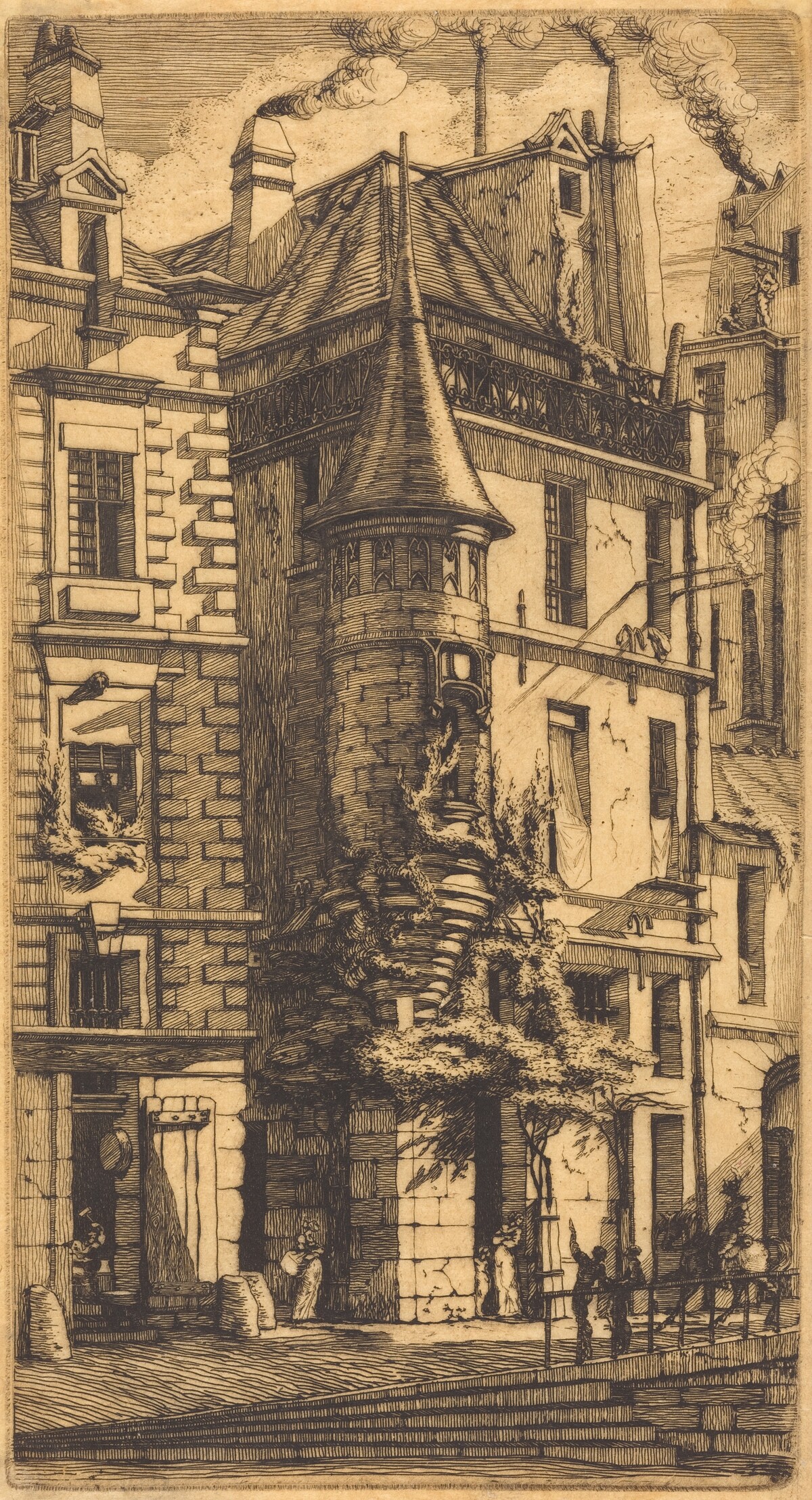 Tourelle de la Rue de la Tixéranderie, Paris (House with a Turret, Weavers' Street, Paris) by Charles Meryon