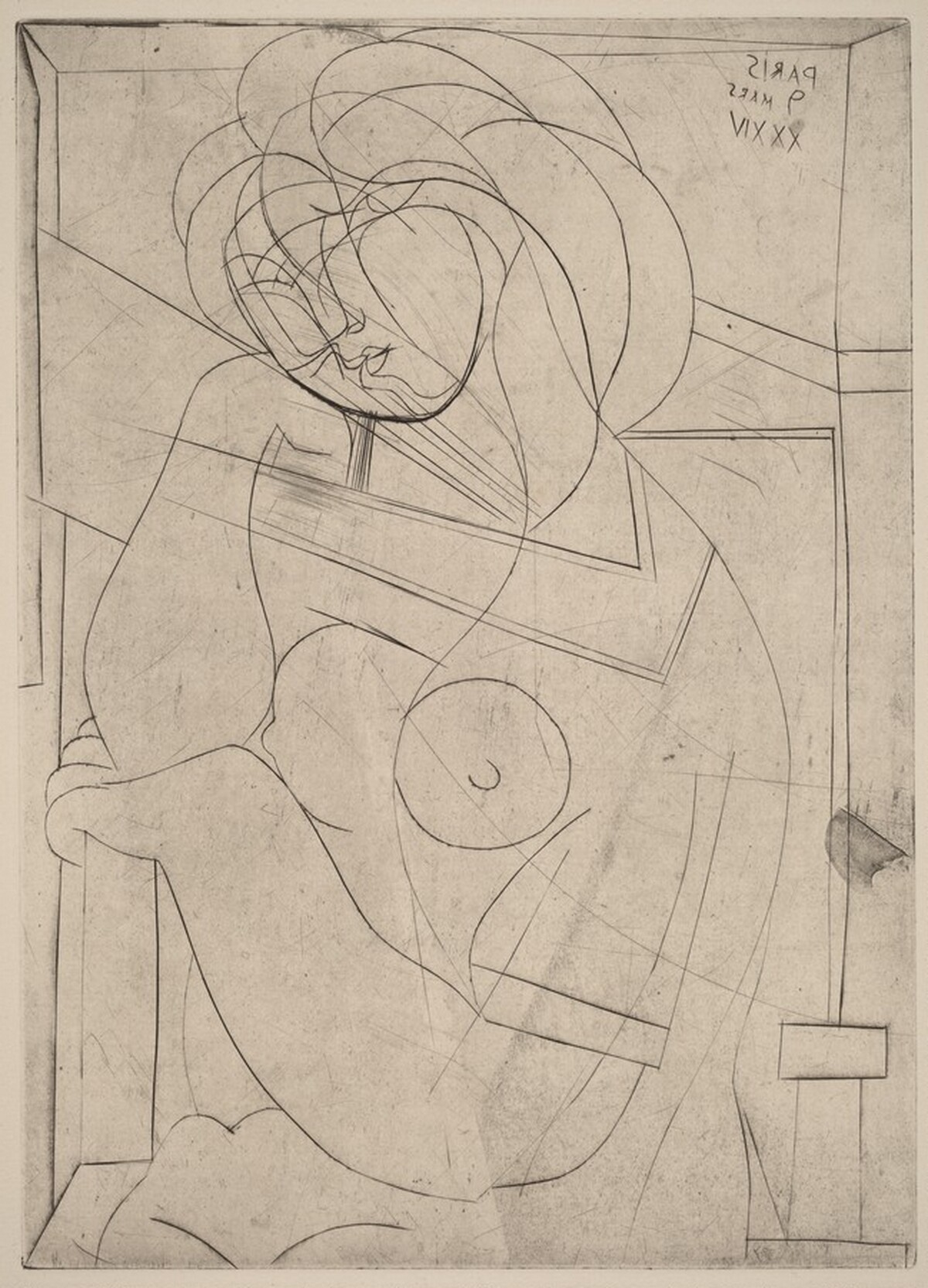 Seated Woman Holding Head in Hand  (Femme nueassise, la tete appuyee sur la main) by Pablo Picasso
