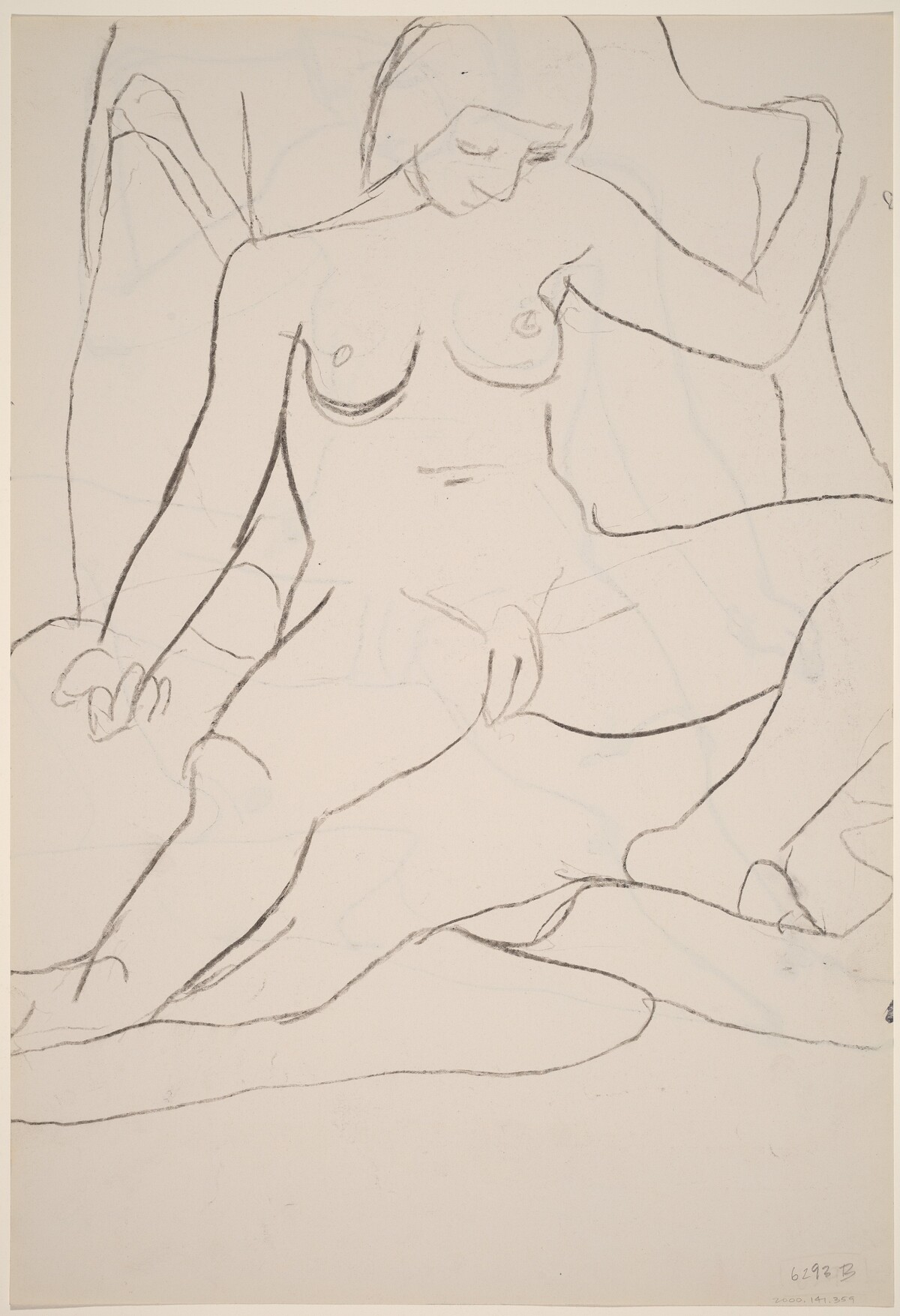 Untitled [seated female nude with legs apart] [verso] by Richard Diebenkorn