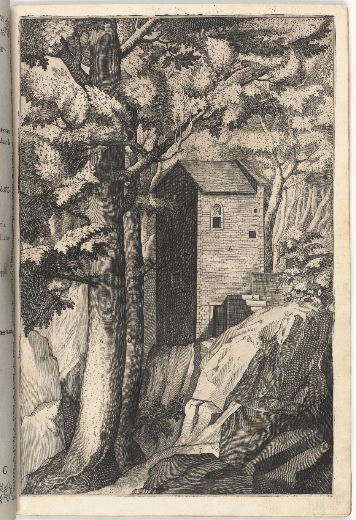 Exterior View of the Chapel of the Cardinal (Veduta esterna della cappella del cardinale) [plate G] by Jacopo Ligozzi (artist), Anonymous engraver possibly Domenico Falcini, Lino Moroni (author)