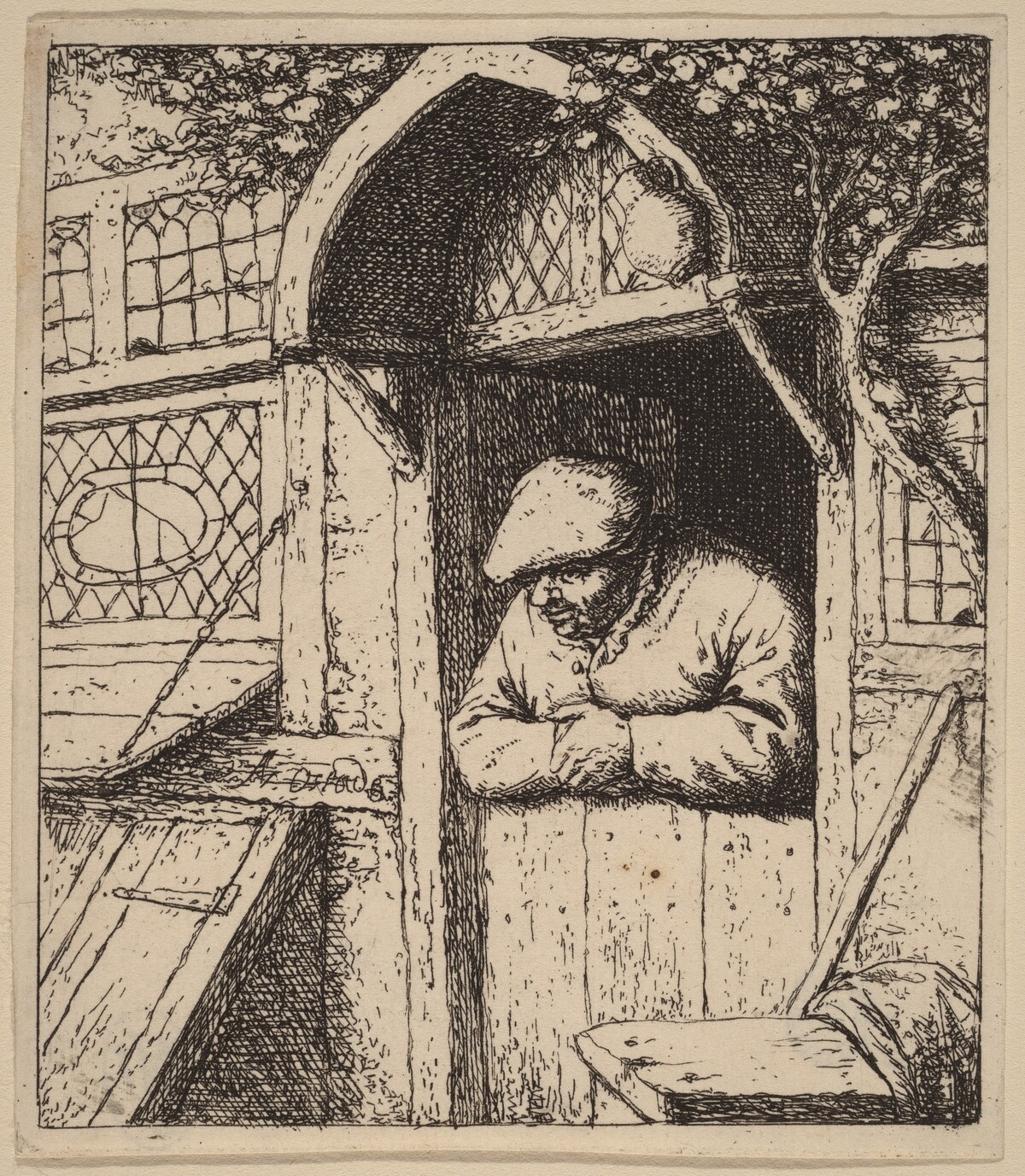 Peasant Leaning on His Doorway by Adriaen van Ostade