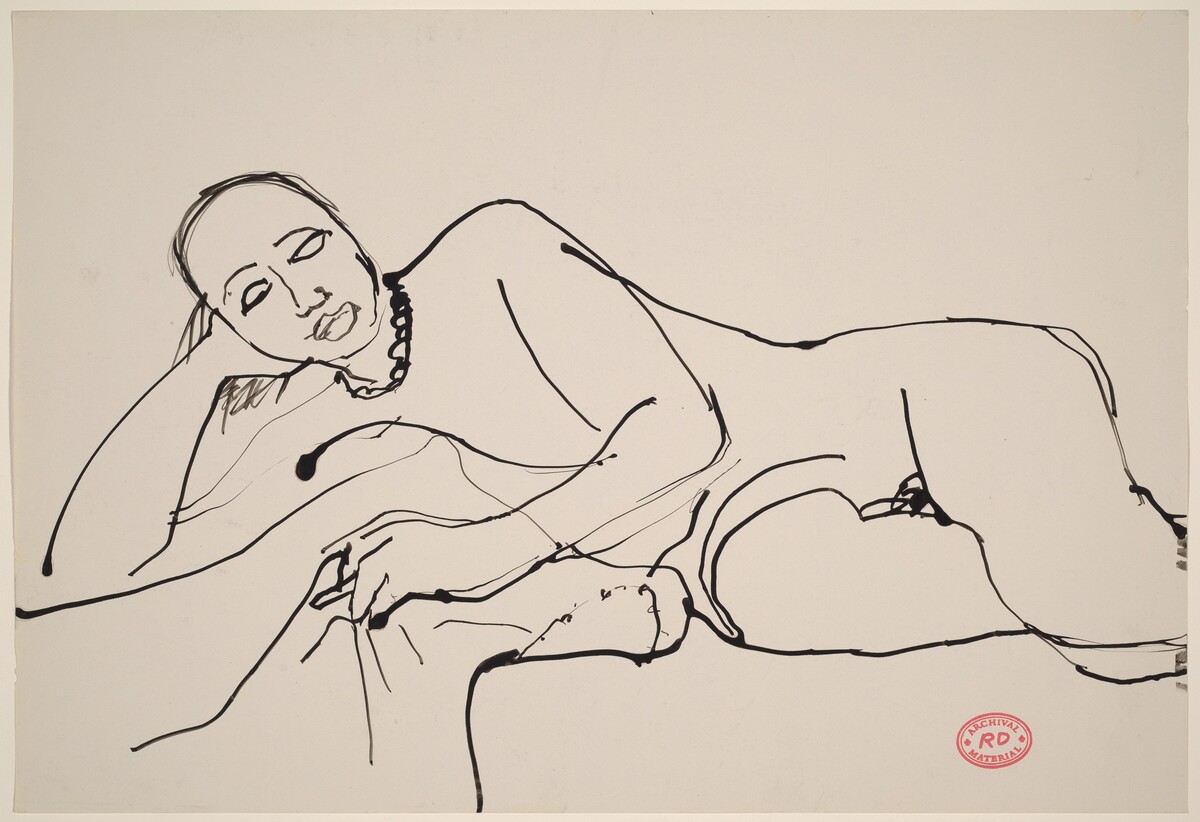 Untitled [reclining female nude wearing a necklace] by Richard Diebenkorn