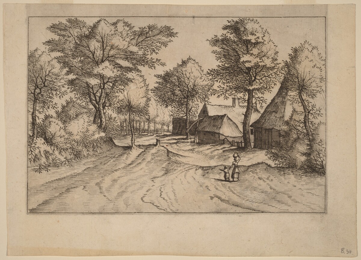Village Road with Farm and Sheds by Johannes and Lucas van Doetechum after Master of the Small Landscapes