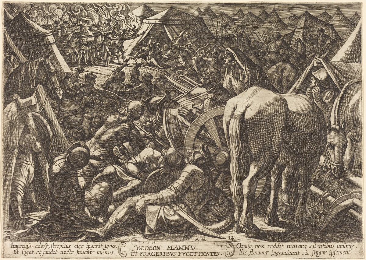 Gideon Frightens His Enemies in Their Camp by Antonio Tempesta