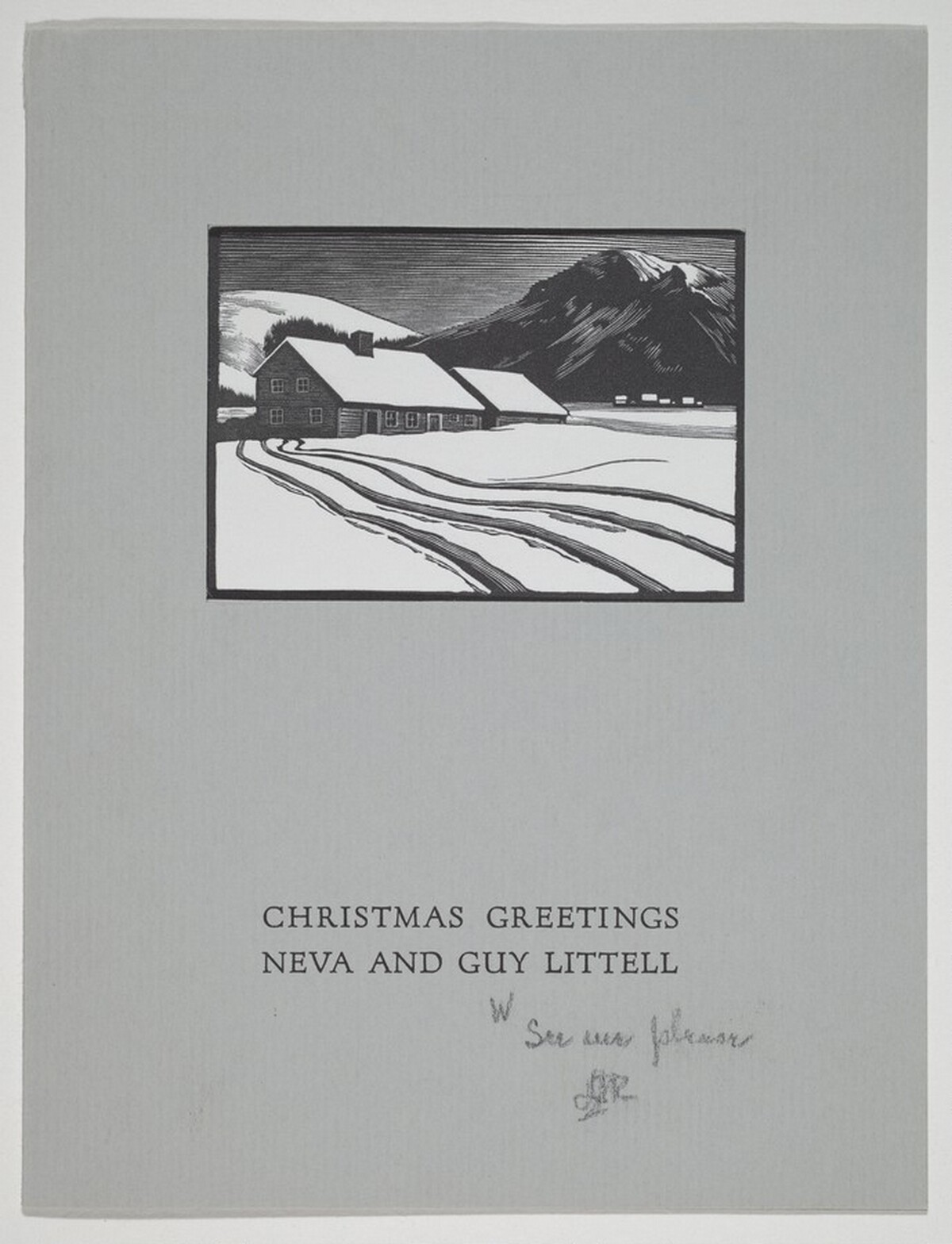 Cottage in Snow and Mountain by Attributed to Guy Littell
