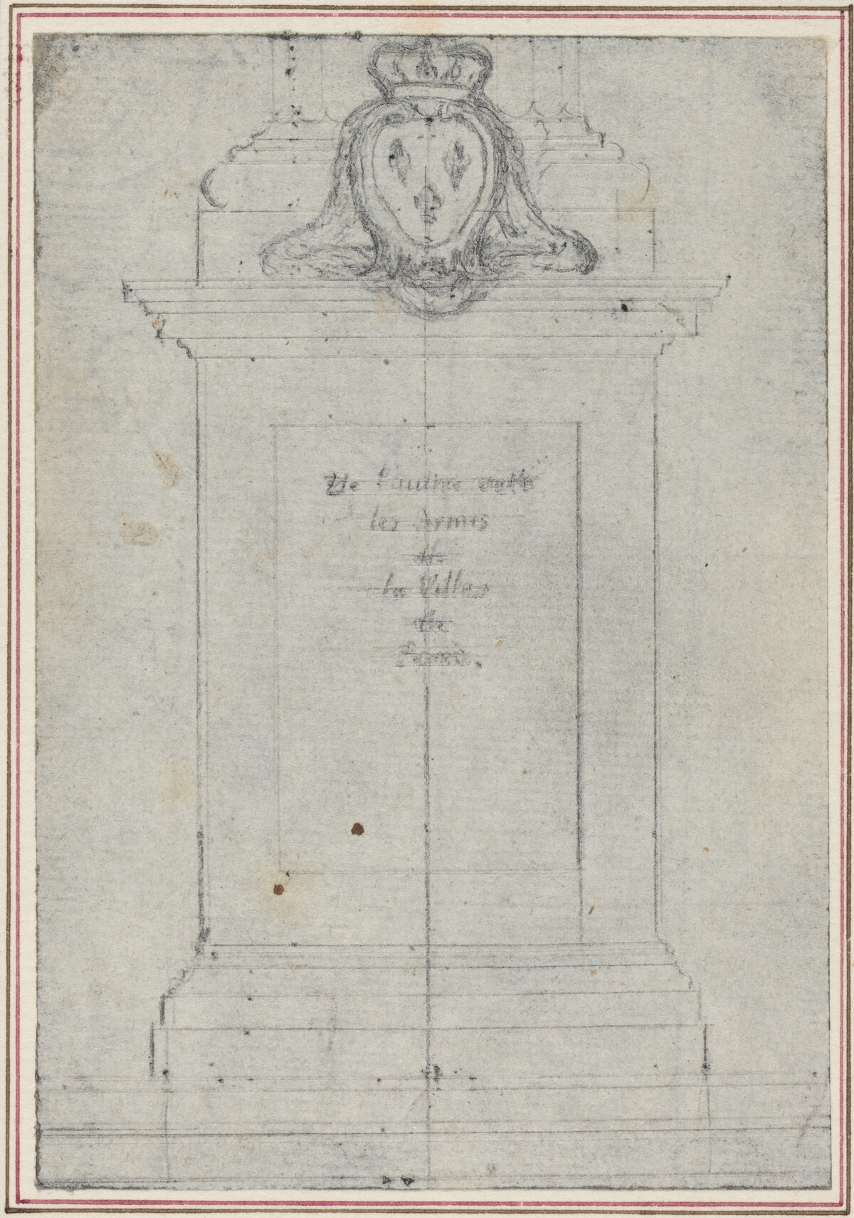 A Plinth Surmounted by the Arms of the King of France by Hubert François Gravelot