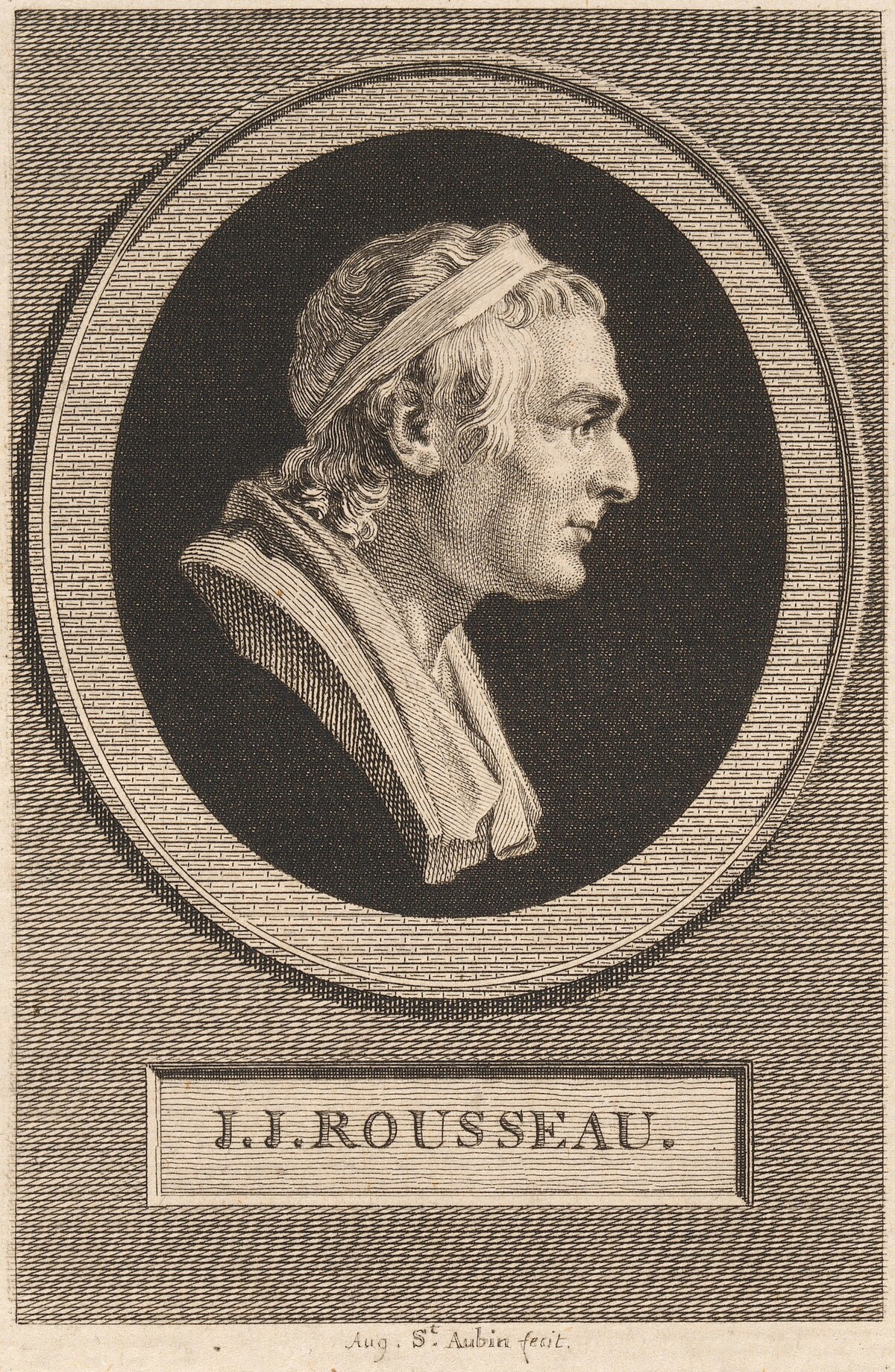 Jean-Jacques Rousseau by Augustin de Saint-Aubin after Jean-Antoine Houdon