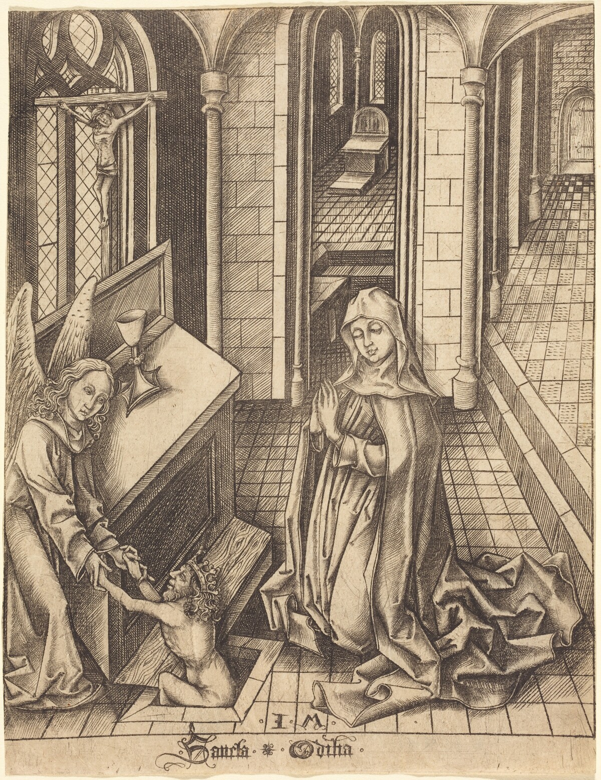 Saint Ottilia by Israhel van Meckenem