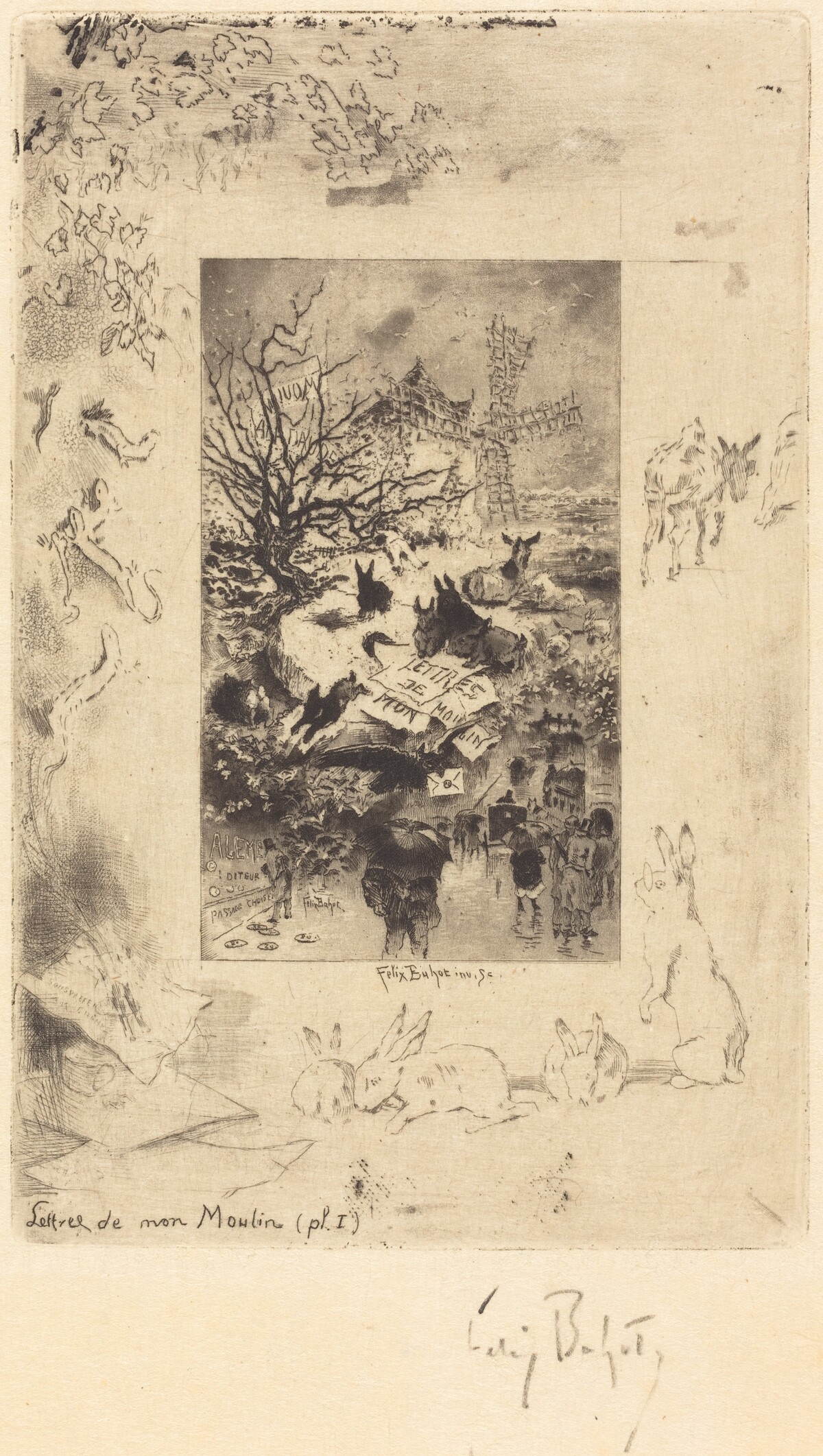 Title Page for "Lettres de Mon Moulin" by Félix-Hilaire Buhot