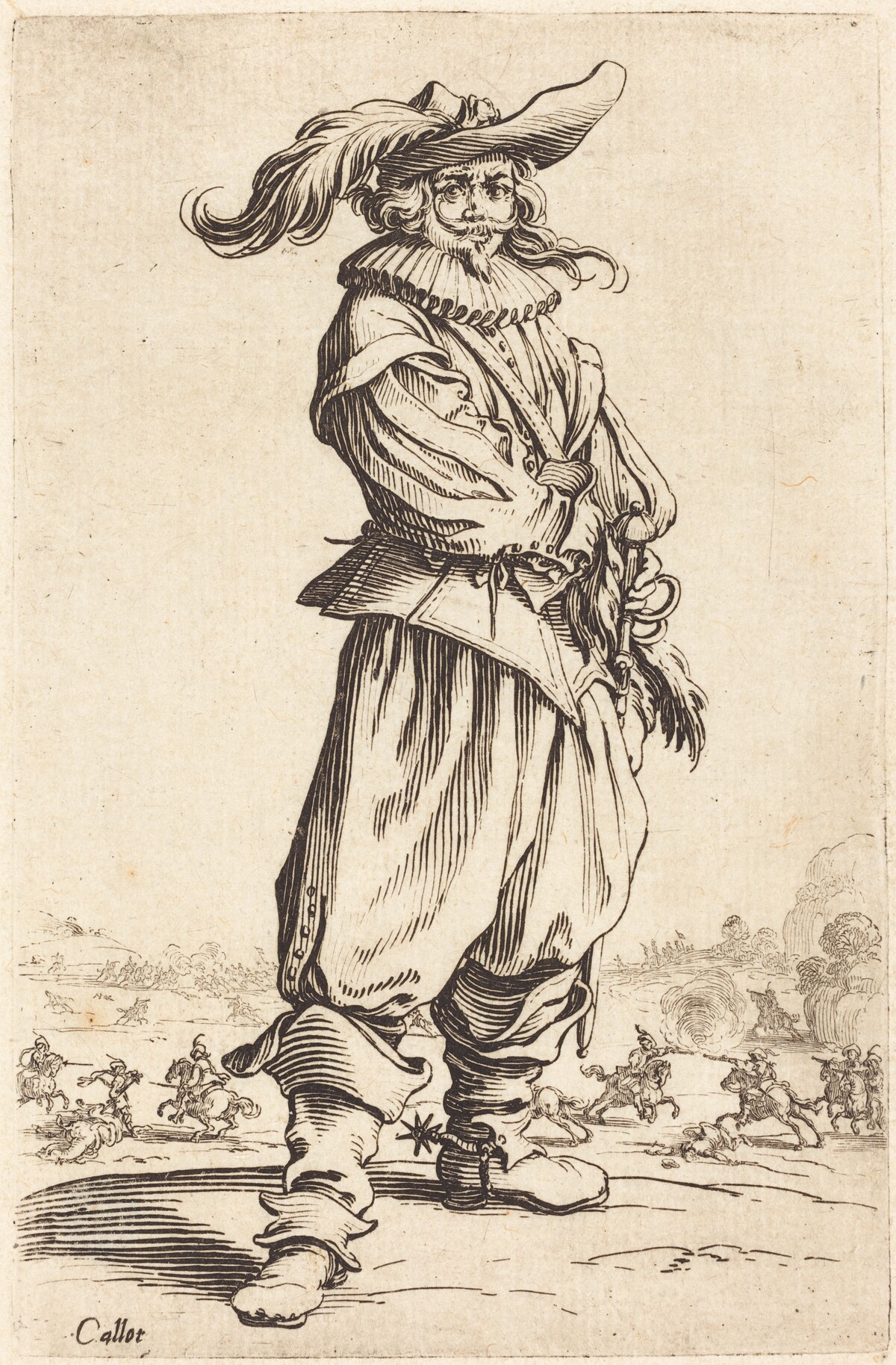 Soldier with Feathered Hat by Jacques Callot
