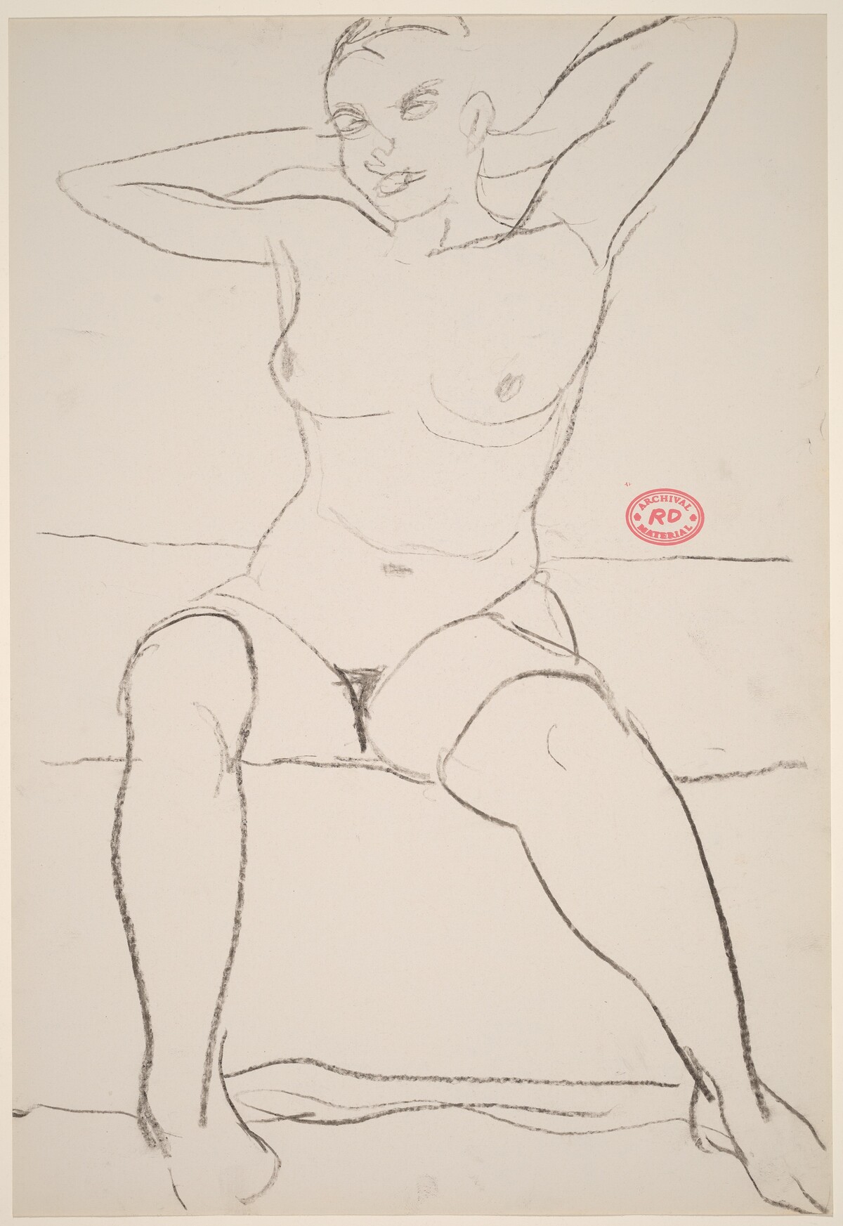 Untitled [seated female nude with hands behind head] by Richard Diebenkorn
