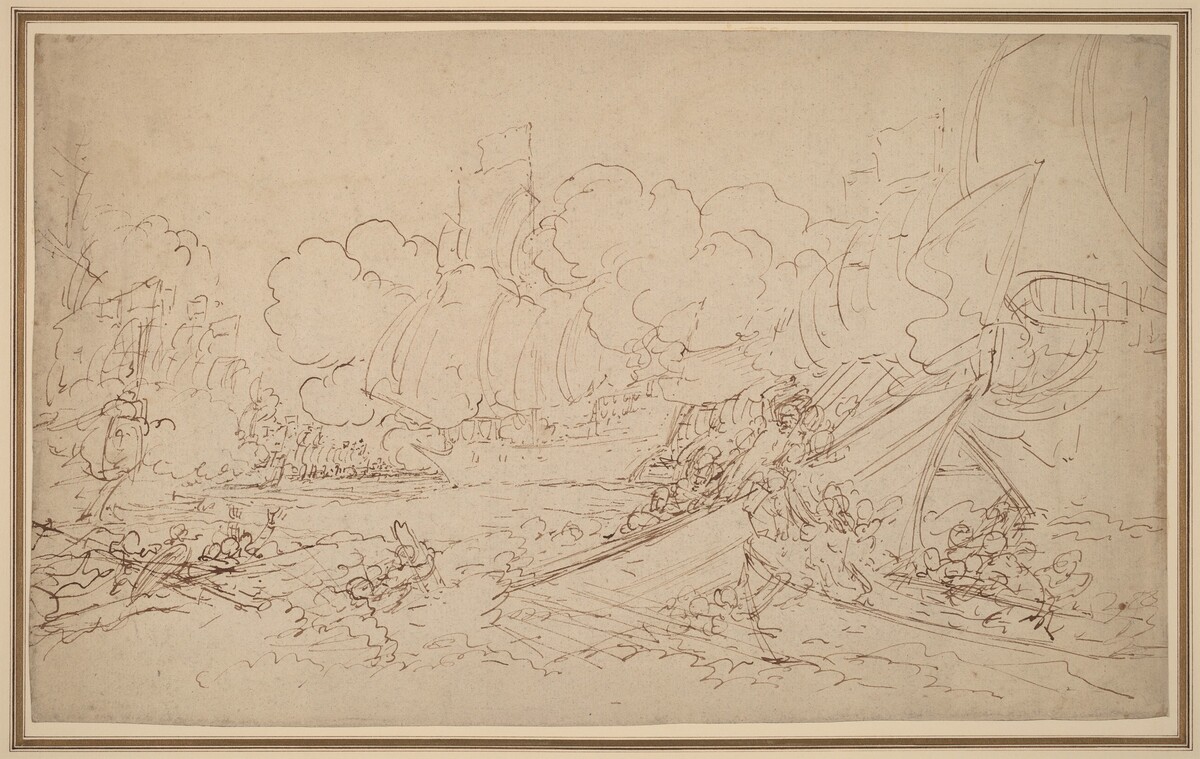 Study for The Battle of La Hogue [recto] by Benjamin West