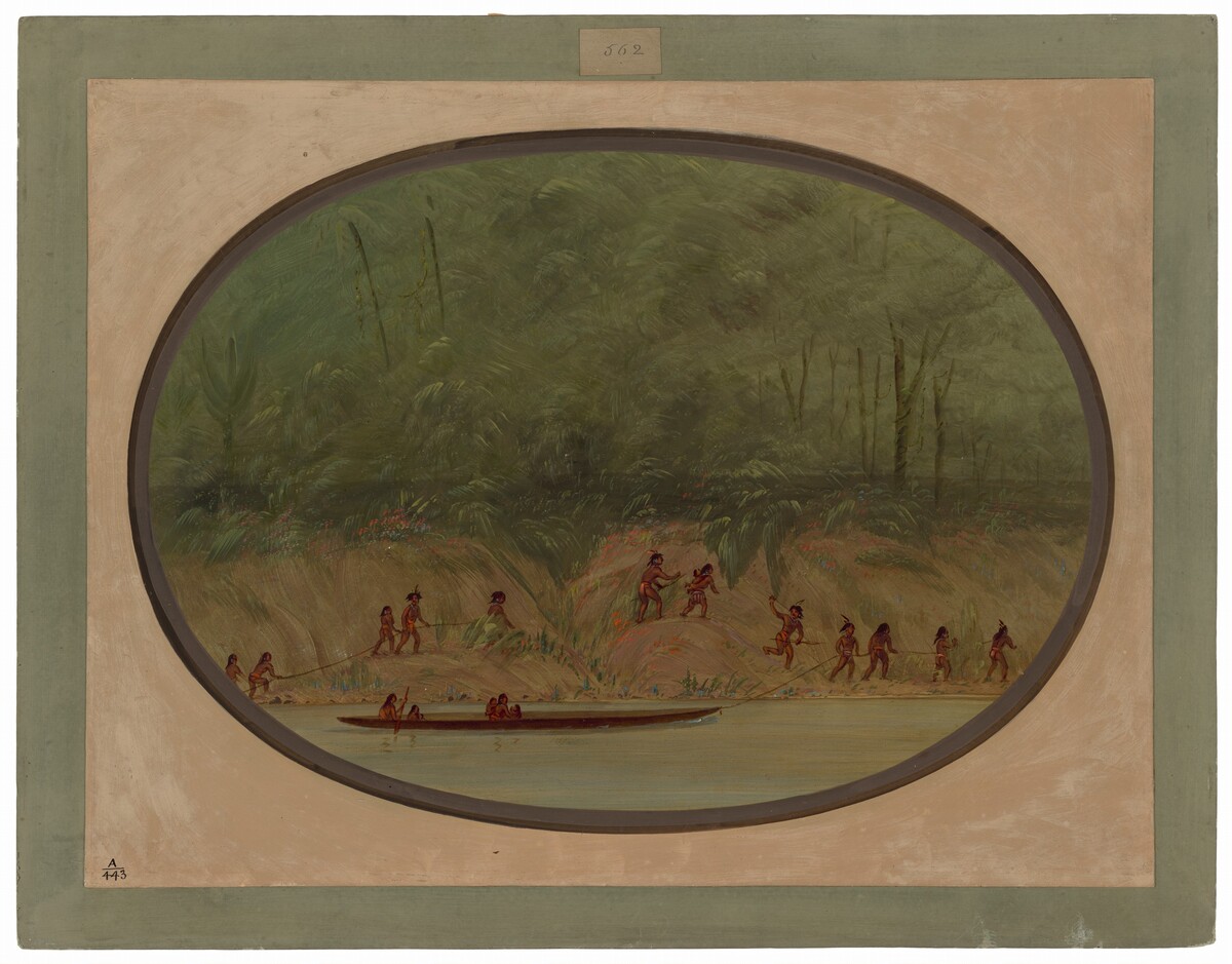 Lengua Indians Ascending the Rapids of the Rio Uruguay by George Catlin