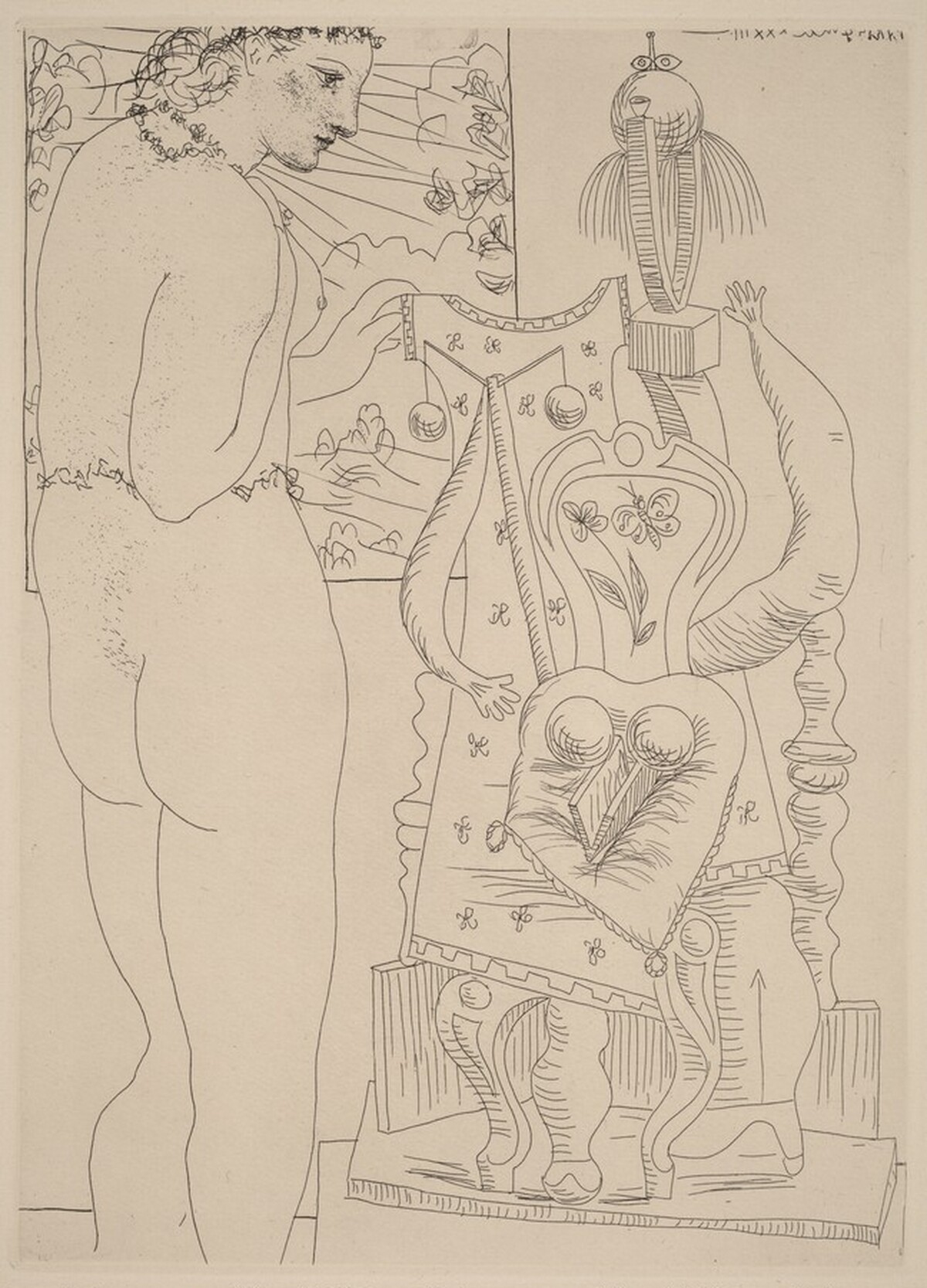 Marie-Thérèse Considering a Surrealist Sculpture of Her Effigy (Marie-Thérèse considérant son effigie surréaliste sculptée) by Pablo Picasso