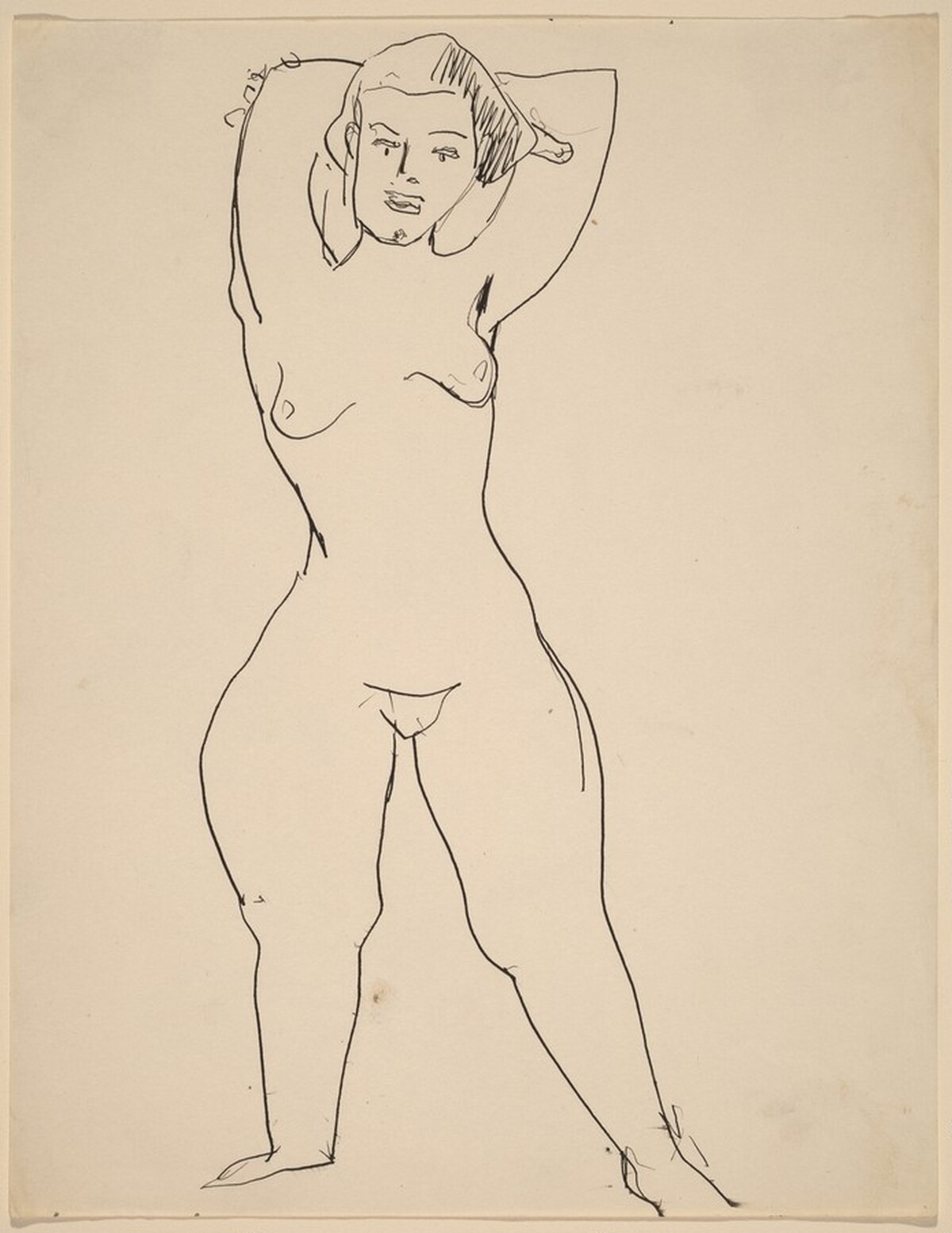 Frontal Nude Standing, Arms Raised and Folded behind Head by Mark Rothko