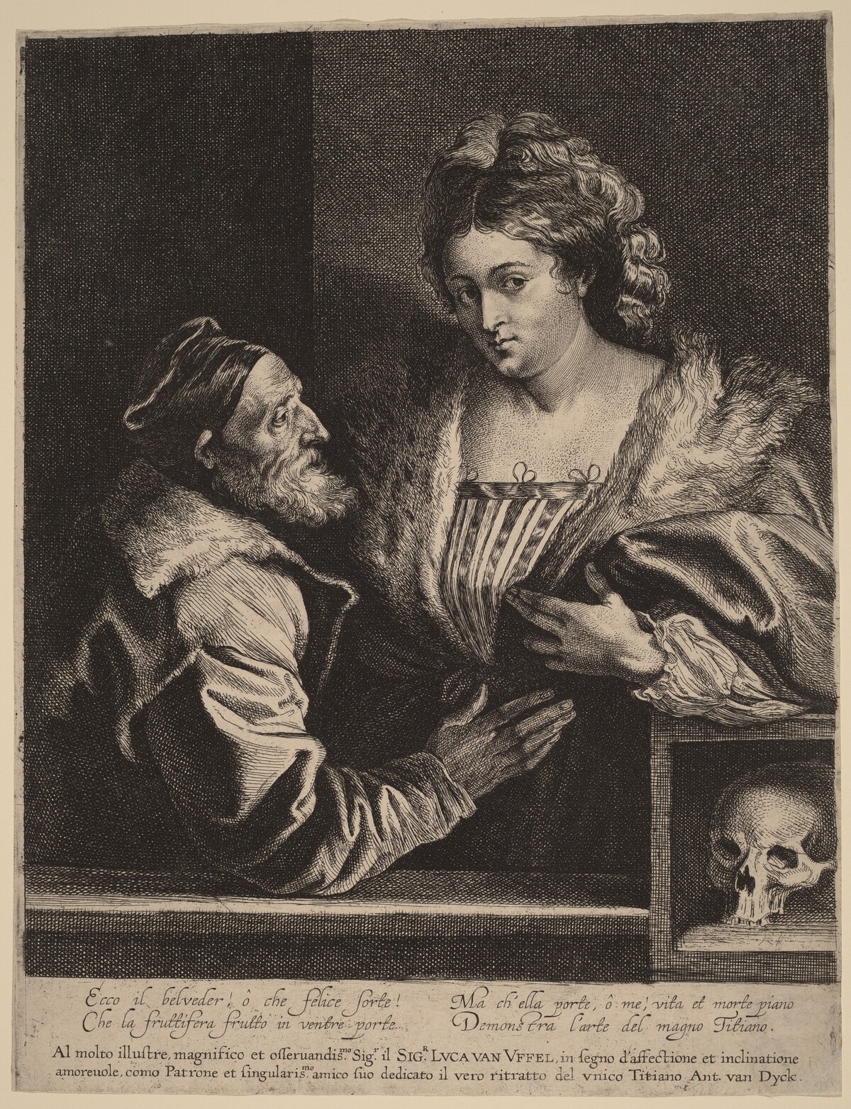 Titian and His Mistress by Sir Anthony van Dyck and Attributed to Lucas Emil Vorsterman after Titian