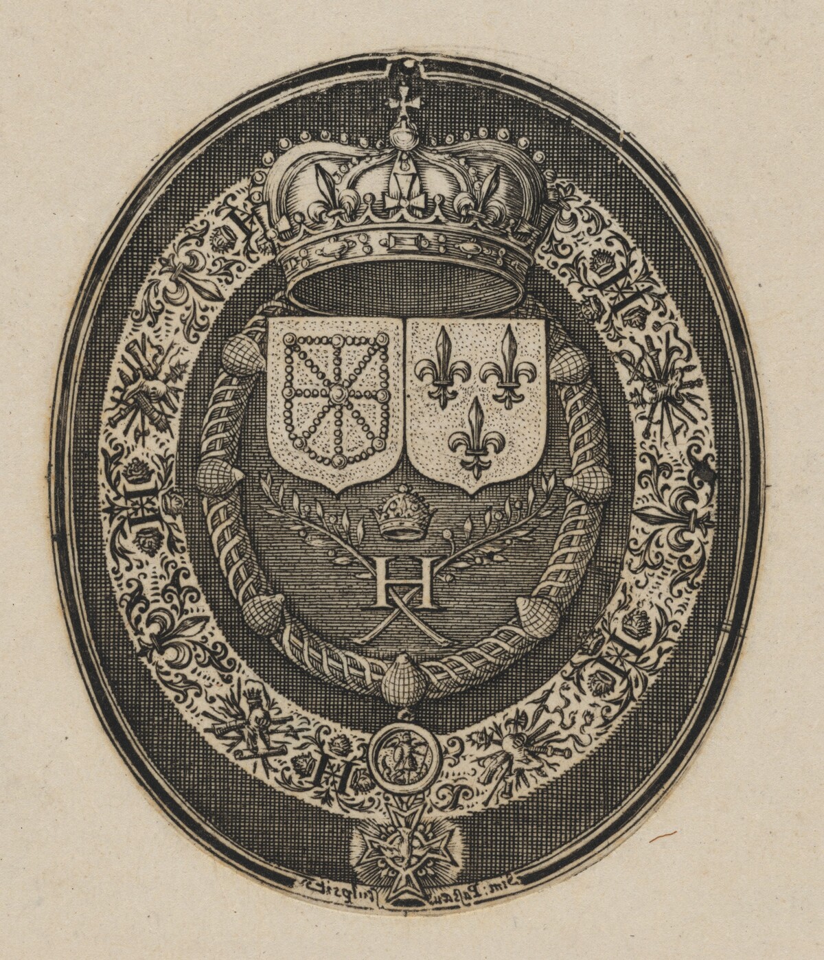 Shields of Henry IV and Maria de Medici [bottom half] by Simon de Passe