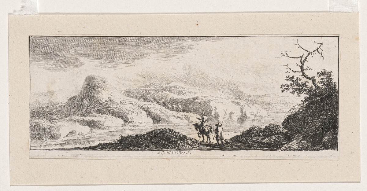 Two Men at the Ford by Franz Edmund Weirotter