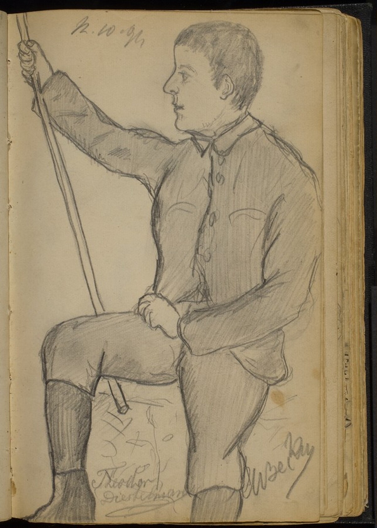 Young Man in Knickers Holding a Staff by Max Beckmann
