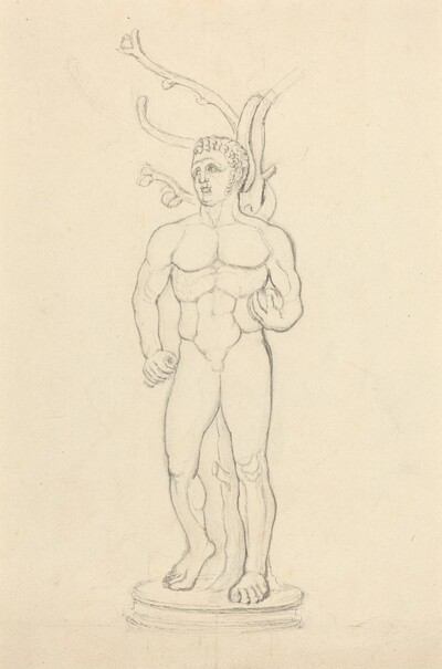 Statue of a Male Nude before a Tree