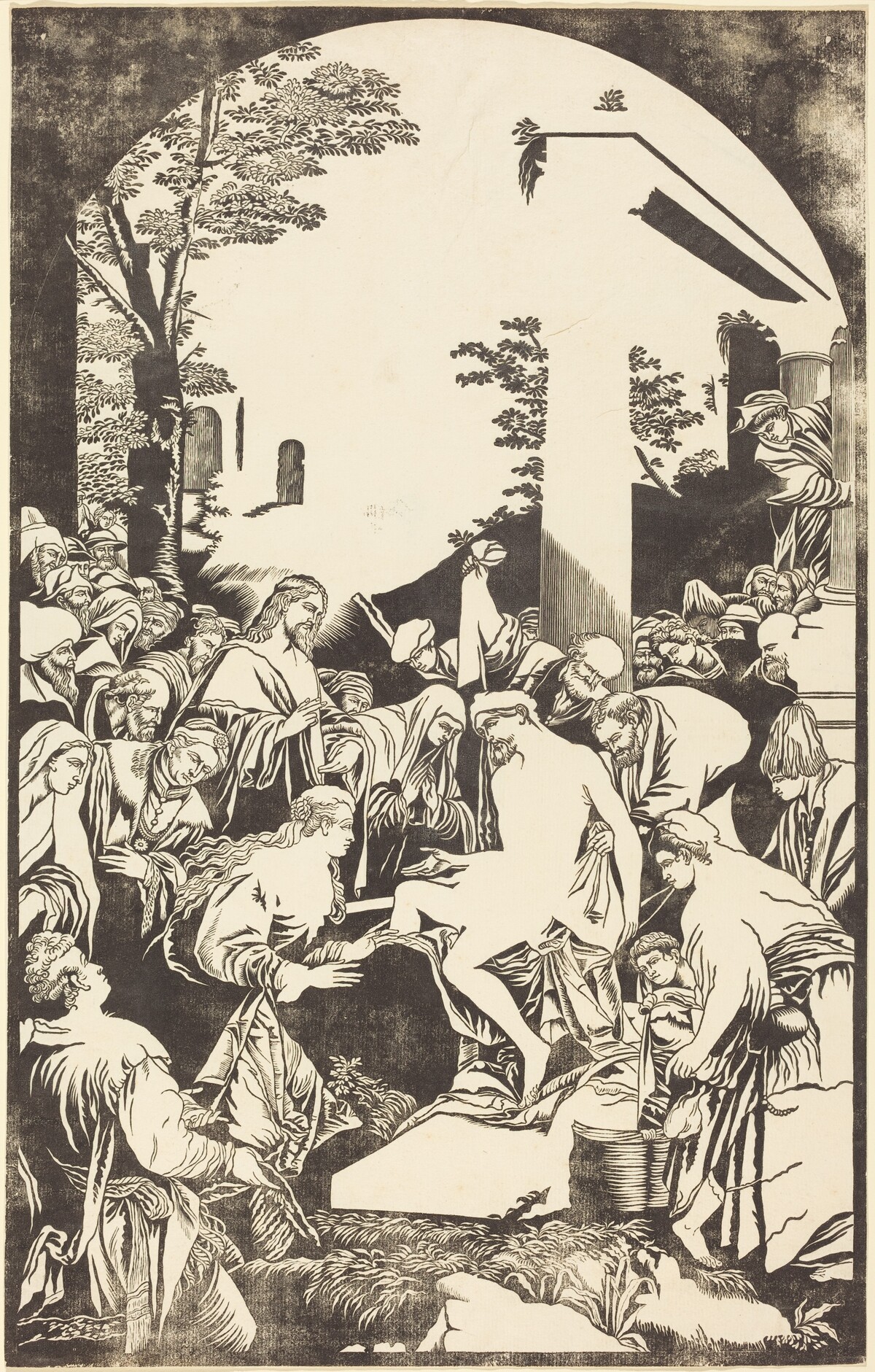 The Raising of Lazarus by John Baptist Jackson after Leandro Bassano