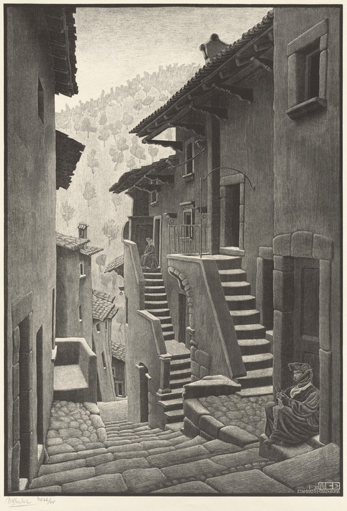 Street in Scanno, Abruzzi by M.C. Escher
