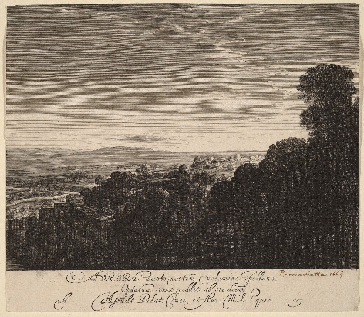 Landscape at Dawn: Aurora by Hendrik Goudt after Adam Elsheimer