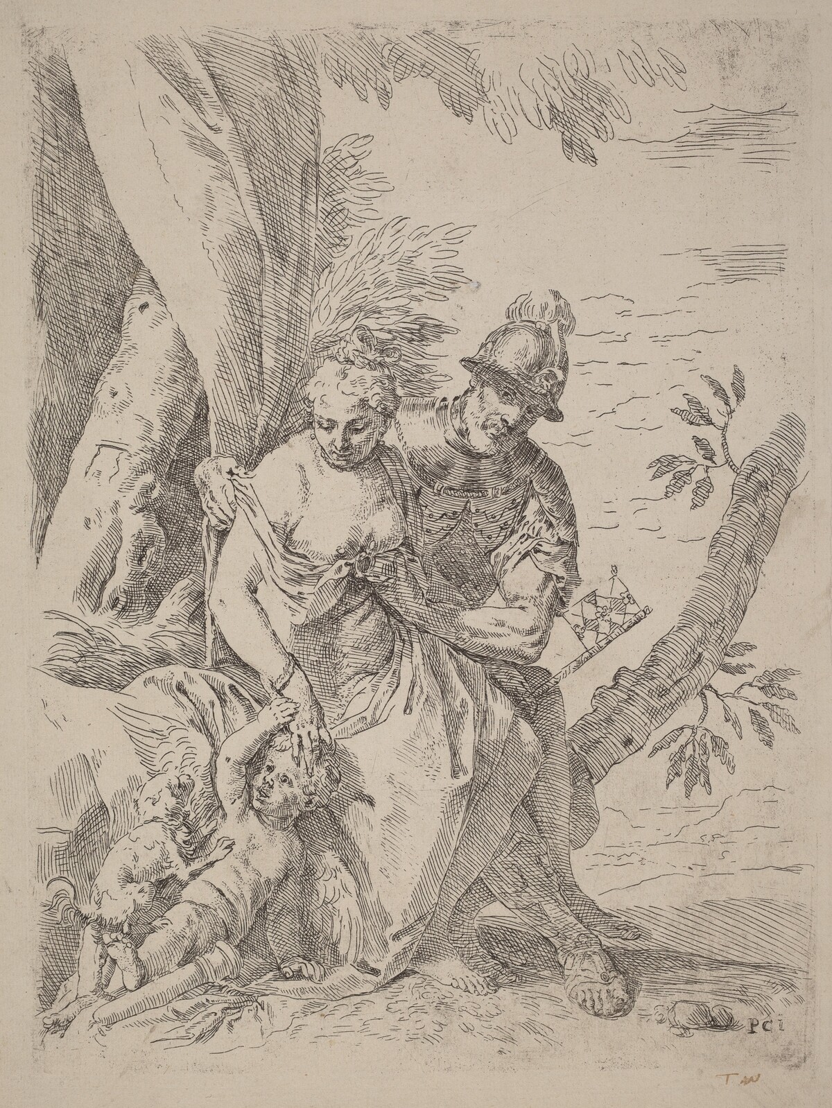 Mars, Venus and Cupid by Simone Cantarini after Veronese