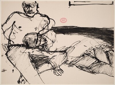 Untitled [woman resting her head in a man's lap]