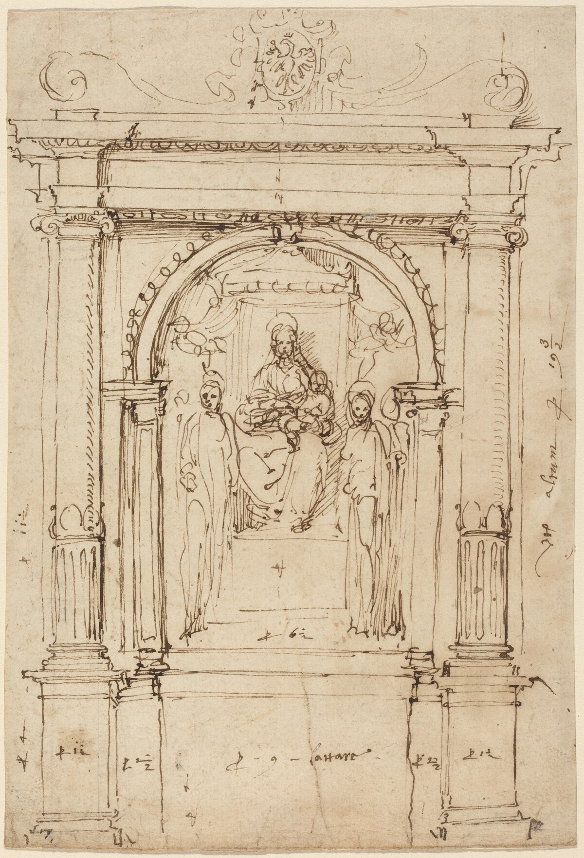 Altarpiece of the Madonna and Child with Saints, in Its Architectural Setting by Perino del Vaga