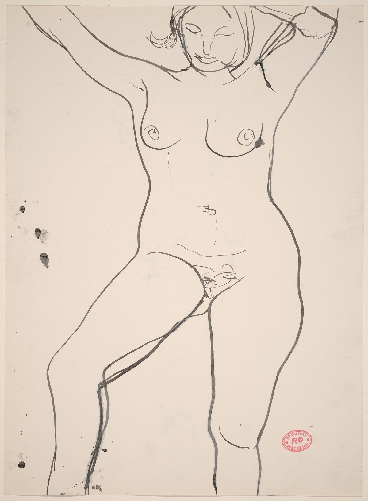 Untitled [standing female nude with arms raised] by Richard Diebenkorn