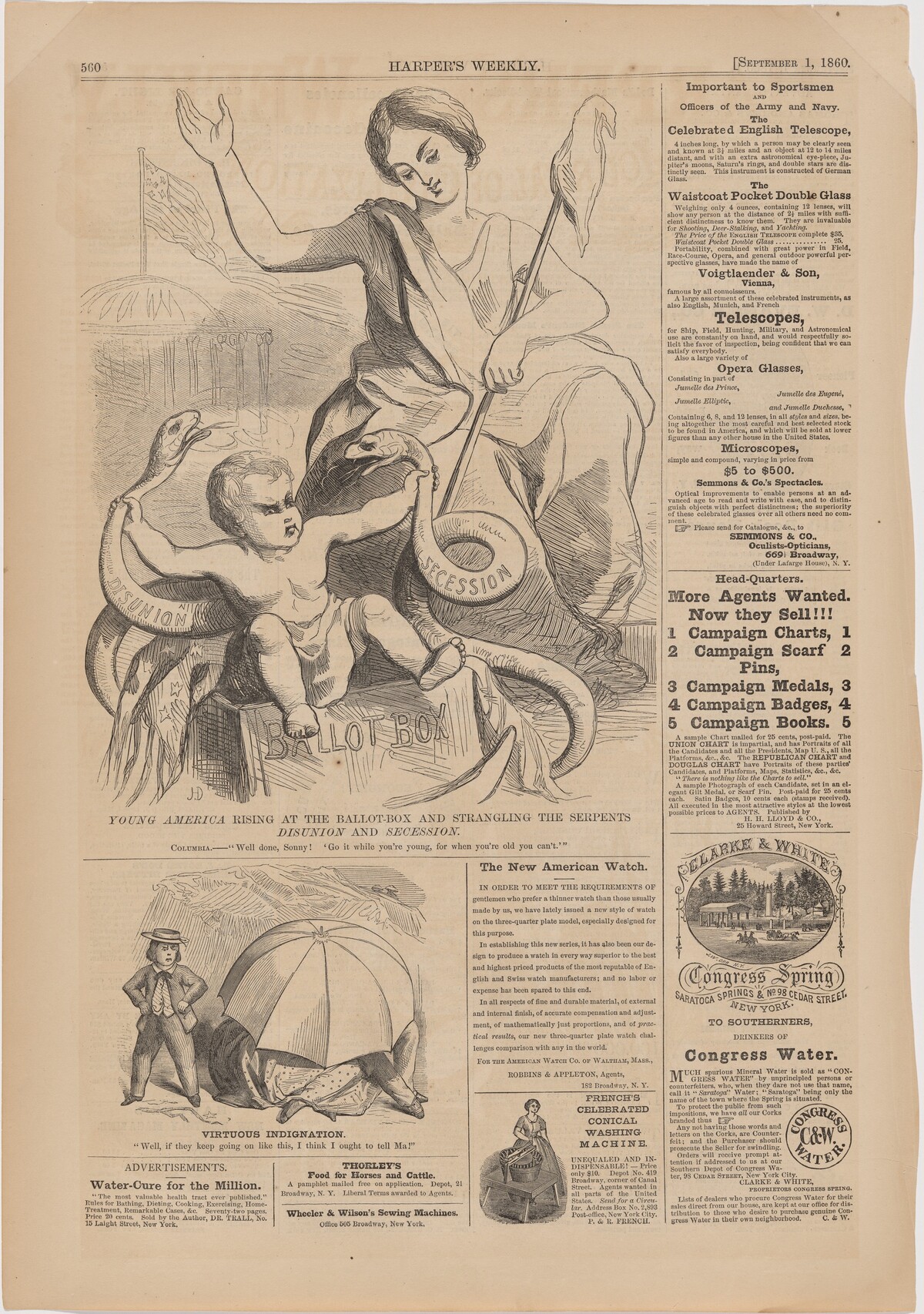 Young America Rising at the Ballot-Box and Strangling the Serpents: Disunion and Secession by possibly after Winslow Homer