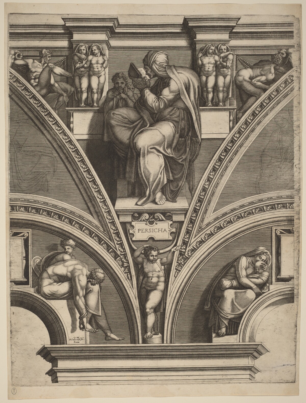 The Persian Sibyl by Giorgio Ghisi after Michelangelo