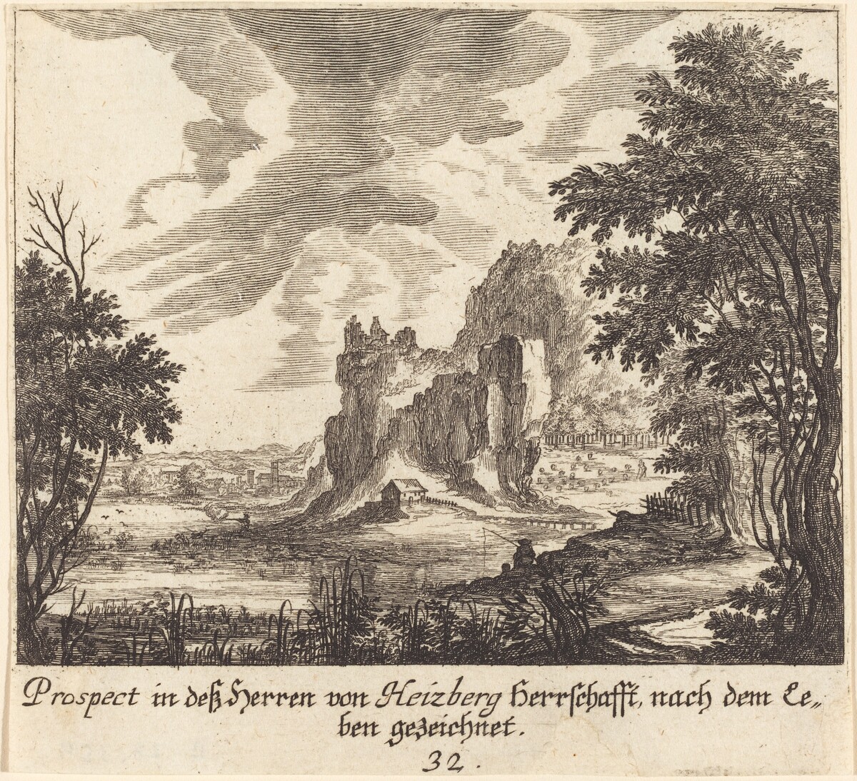 Mountain View by Melchior Küsel after Johann Wilhelm Baur