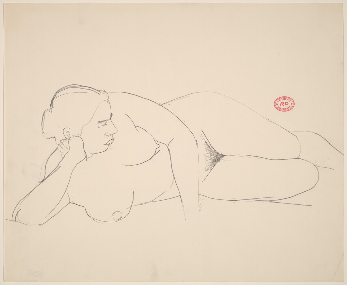 Untitled [female nude lying on her right side] by Richard Diebenkorn