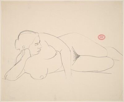 Untitled [female nude lying on her right side]