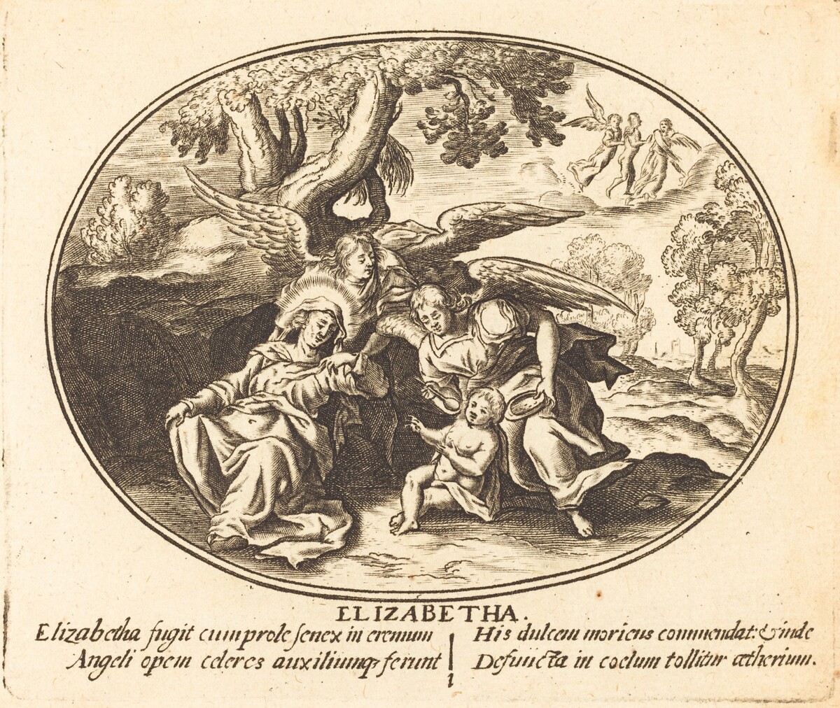 The Flight of Saint Elizabeth with the  Infant Saint John by Balthasar Moncornet