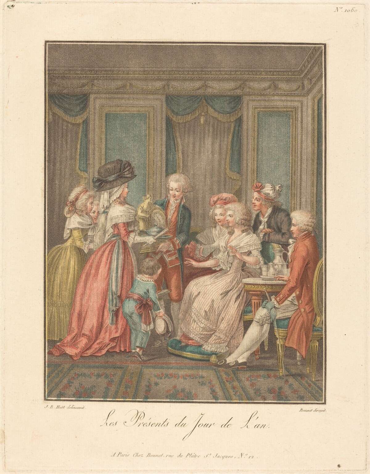 Les Présents du jour de l'an by Louis-Marin Bonnet after Jean-Baptiste Hüet, I